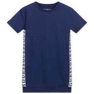 Трикотажна рокля с надписи отстрани Guess Kids