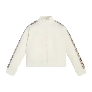Спортен суичър за момиче в цвят шампанско с контрастни ивици Guess