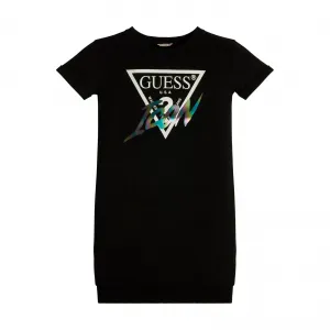 Трикотажна рокля в черно с контрастно лого Guess Icon