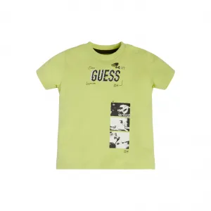 Тениска с къс ръкав в цвят лайм за момче Guess
