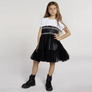 Разкроена комбинирана рокля в черно за момиче Guess