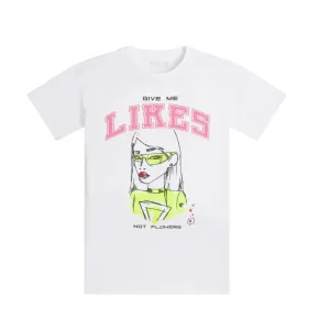 Бяла туника с къс ръкав и цветна апликация за момиче Guess