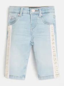 Дънки за момиче прав модел с надписи покрити с глитери Guess