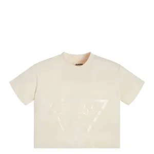 Къса тениска за момиче в бледо розово с голямо лого Guess