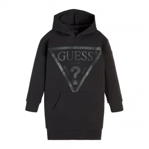 Свободна трикотажна рокля в графит с надпис Guess