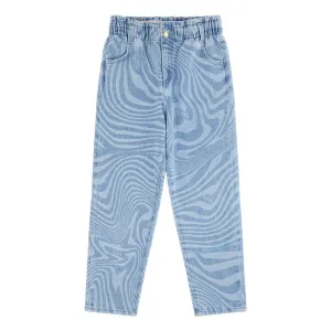 Широки дънки за момиче в светъл деним с детайли Guess