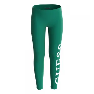 Памучен дълъг клин в зелено за момиче с контрастен надпис Guess