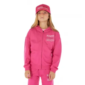 Цикламен суичър за момиче с качулка и камъни Guess