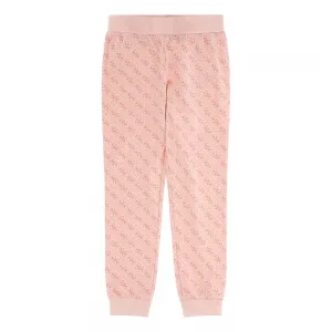 Спортен панталон покрит с надписи за момиче Guess в розово