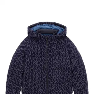 Зимно яке в тъмно синьо за момче покрито с лога Guess