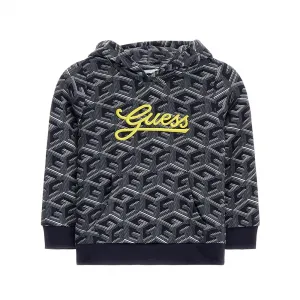 Двуцветен спортен суичър за момче в черно и сиво Guess