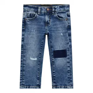Дънков панталон за момче slim fit с кръпки Guess