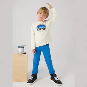 Панталон мек slim fit за мини момче в син цвят Майорал
