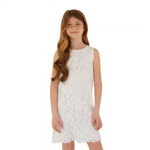 Дантелена нежна рокля в бяло за момиче Guess