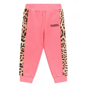 Спортен панталон в розово за мини момиче с леопардови детайли Guess