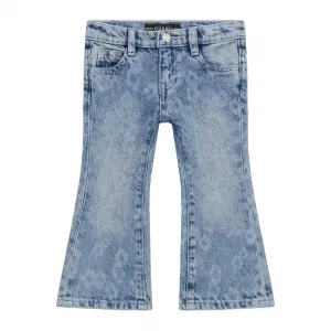 Деним панталон с широк крачол за мини момиче Guess с детайли