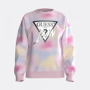 Блуза rainbow с ластици и голямо лого на марката Guess Icon за мини момиче