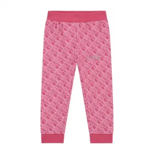 Спортен панталон в цикламено за мини момиче покрит с лога Guess