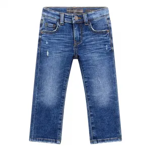 Деним панталони за мини момче Guess с кръпки