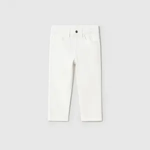 Панталон серж slim fit basic в бял цвят за мини момче Майорал