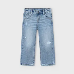 Панталон denim wide fit изпран нюанс за мини момче Mayoral с кръпки