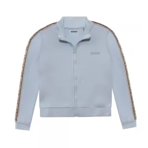 Спортен суичър за момиче в стоманено синьо с контрастни ивици Guess