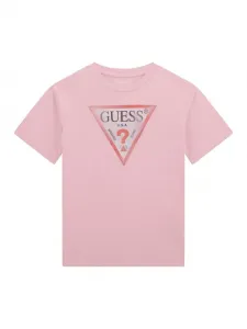 Розова тениска Oversize за момиче с рефлектиращо лого Guess