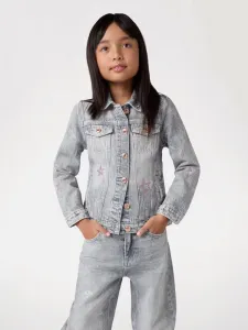 Деним сиво яке за момиче с цветни камъчета Guess
