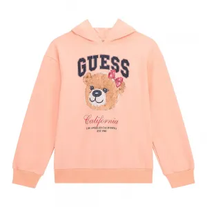 Суичър за момиче в цвят праскова с мече Guess