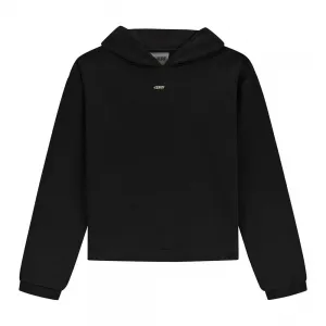 Спортен суичър с качулка за момиче в черен цвят с релефни лога Guess