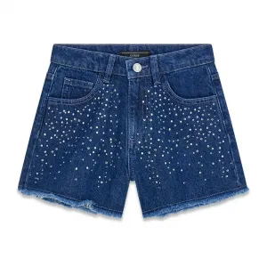 Къси деним панталони за момиче с кристали Guess