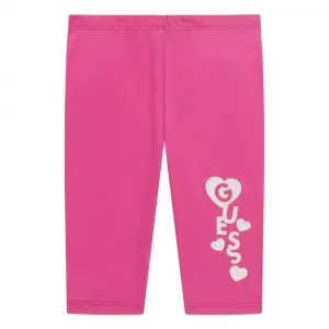 Цикламен клин за мини момиче с контрастен надпис Guess