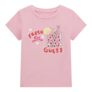 Нежна розова тениска за мини момиче Fresh Pink Lemonade Guess