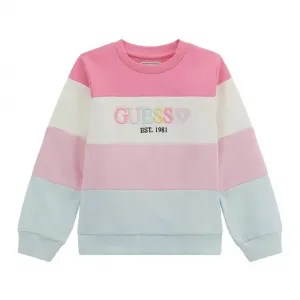 Цветна спортна блуза за мини момиче с цветен надпис Guess