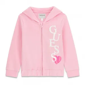Суичър в розов цвят за мини момиче с бял надпис Guess