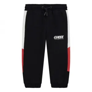 Спортен панталон в черно с червени и бели детайли за мини момче Guess