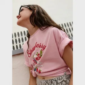 Тениска къс ръкав Strawberry в розов цвят за момиче Mayoral    