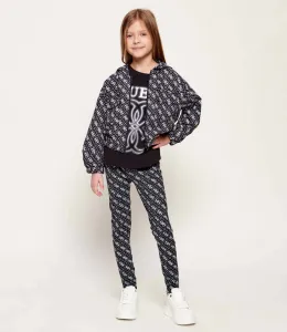 Късо широко яке ветровка за момиче в черно с контрастни лога Guess