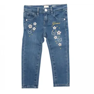 Skinny дънки за мини момиче с цветя и пеперуди Guess
