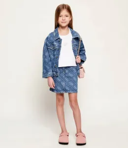 Деним яке за момиче с контрастни лога Guess и копчета