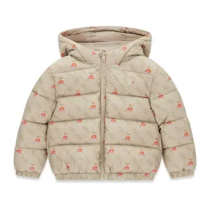 Детско Oversize  бежово зимно яке с монограм и мечета Guess Bear
