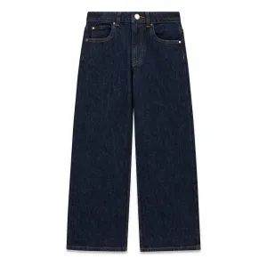 Детски изчистени дънки GUESS с широк крачол (Wide Leg) в наситен тъмносин цвят