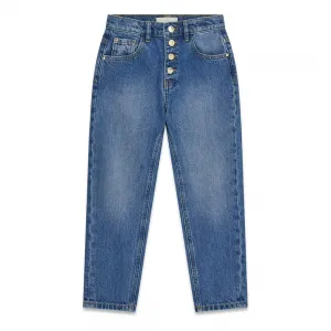 Дънки Mom Fit за момиче в изчистен дизайн Guess