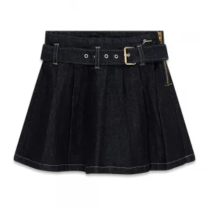 Деним пола за момиче в тъмен нюанс с цип и колан Guess