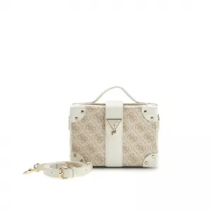 Малка чанта тип куфарче за момиче в кремав цвят Guess