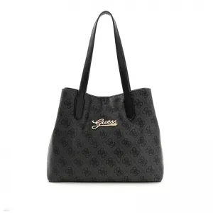 Чанта за рамо в черен цвят за момиче покрита с лога Guess
