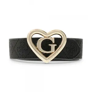 Черен колан за момиче със златиста тока сърце G Guess
