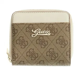 Кожен портфейл за момиче в кафяво и бежово с много отделения Guess