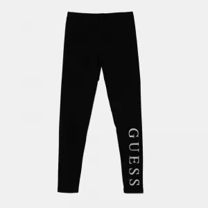 Черен класически клин за момиче със сребрист надпис Guess