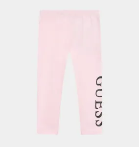 Памучен дълъг клин в розово за момиче с голям надпис Guess